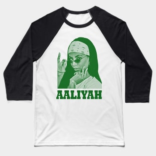 aaliyah// singer // vintage art drawing // green solid style Baseball T-Shirt